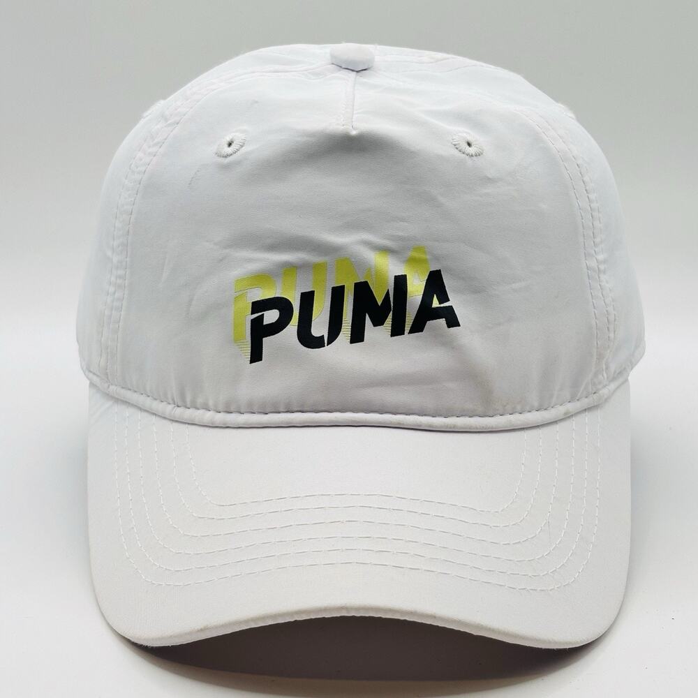 Puma Lightweight Running Hat Adjustable Cat 90s Y2K White Fitness Gym Tennis